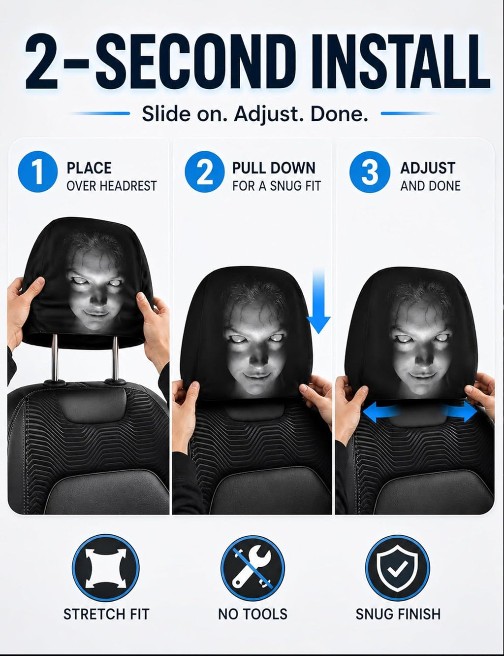 Horror Face Car Headrest Covers