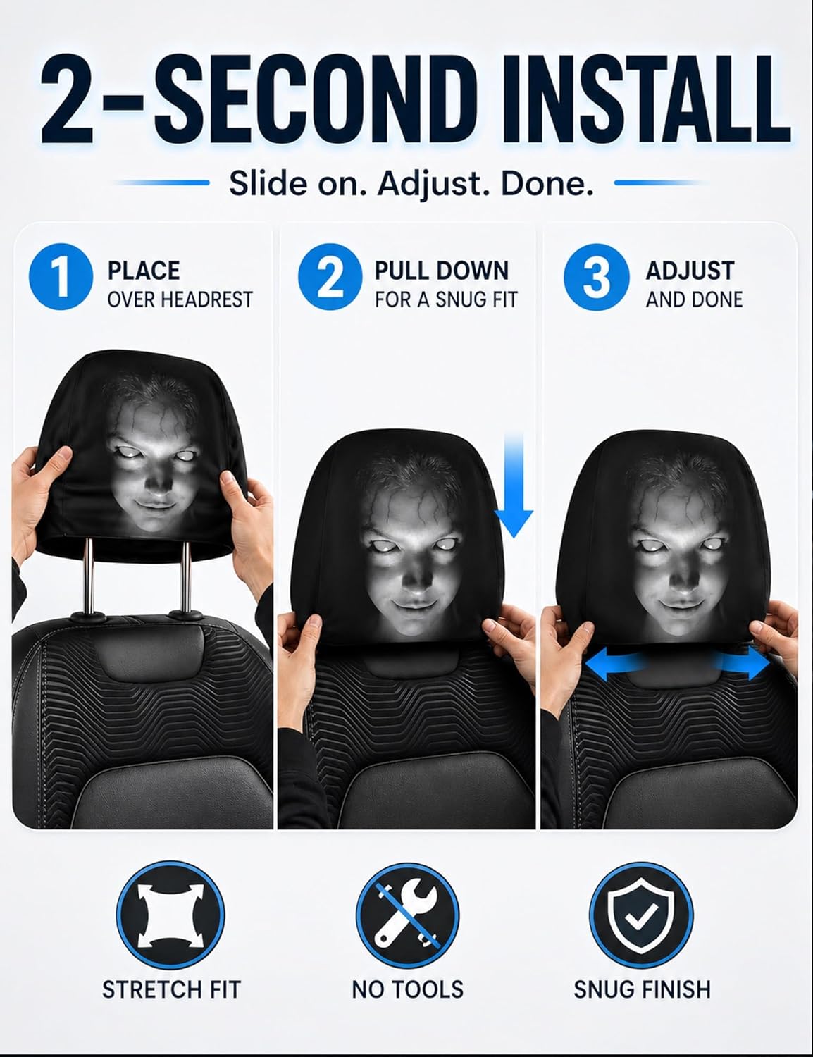 Horror Face Car Headrest Covers