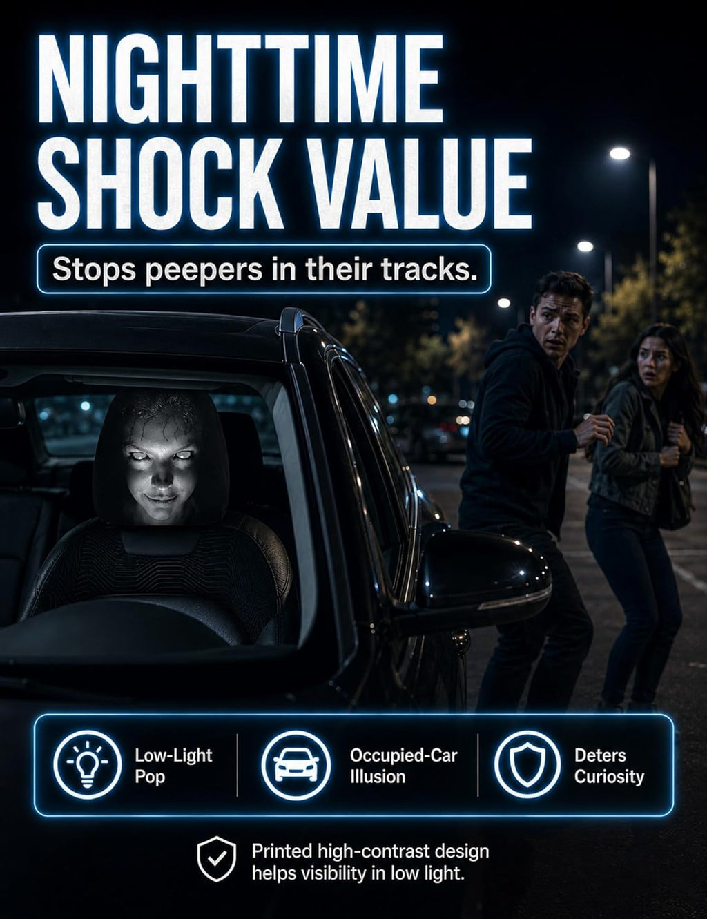Horror Face Car Headrest Covers