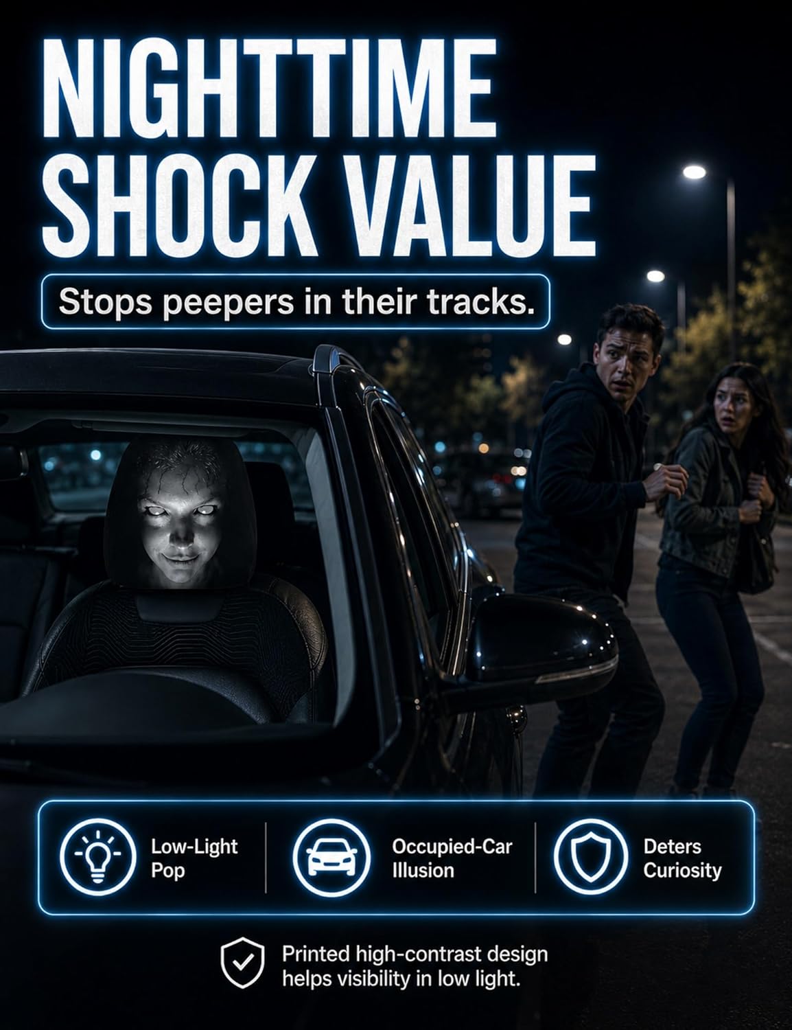 Horror Face Car Headrest Covers