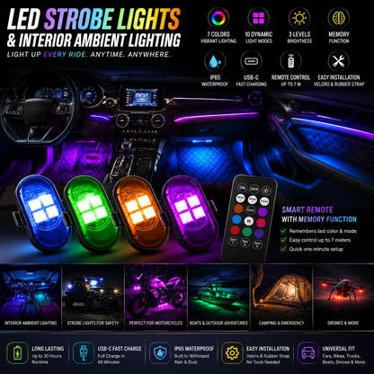 Wireless LED Car Lights with Remote Control